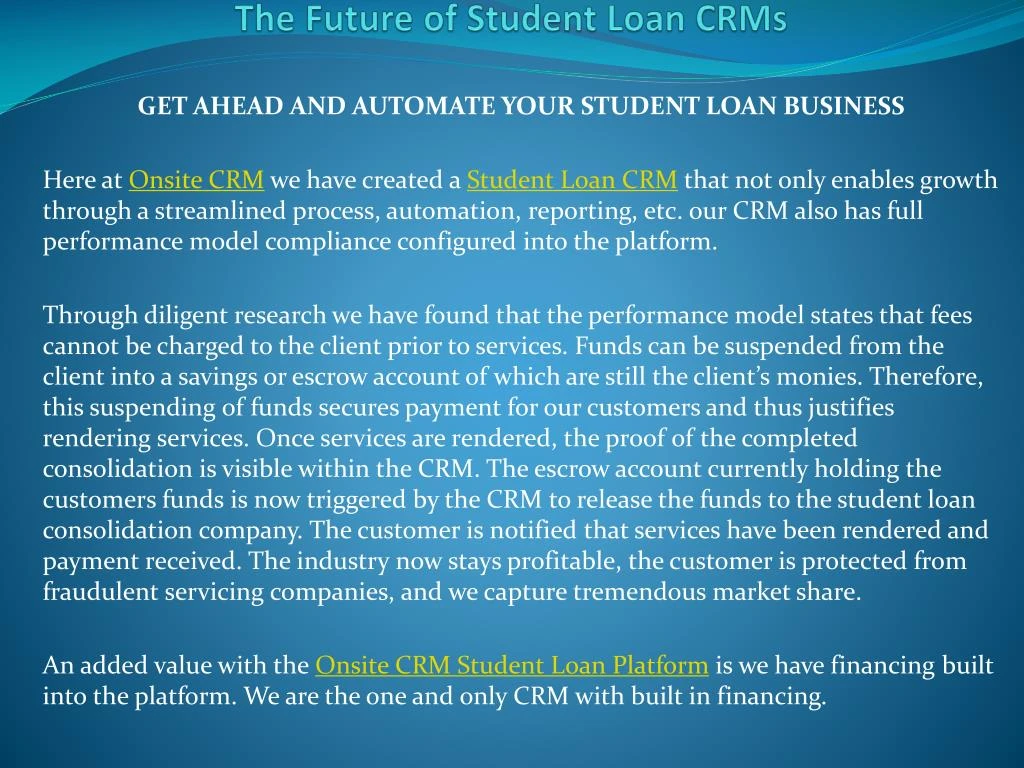 the future of student loan crms