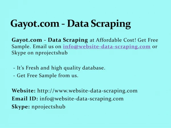 Gayot.com - Data Scraping