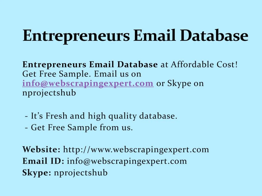 entrepreneurs email database