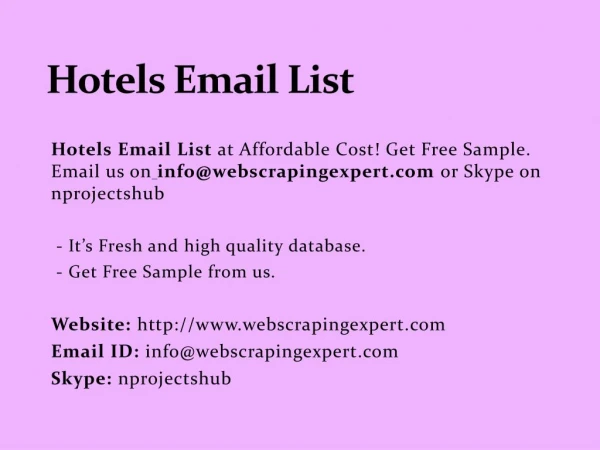 Hotels Email List