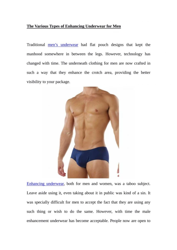 The Various Types of Enhancing Underwear for Men