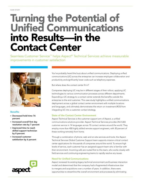 Turning the Potential of Unified Communications into Results—in the Contact Center