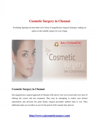 Cosmetic Surgery in Chennai - slide 1