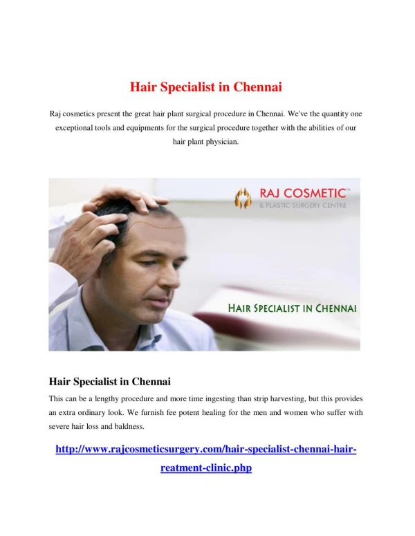 Hair Specialist in Chennai
