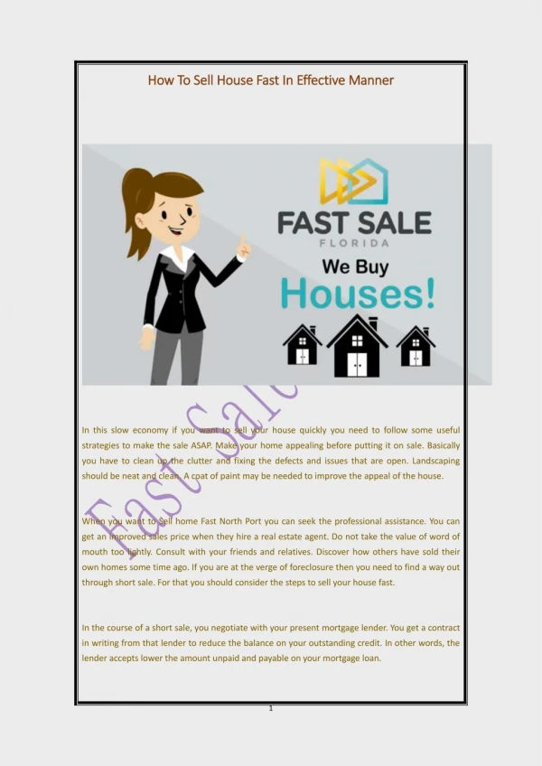 How To Sell House Fast In Effective Manner