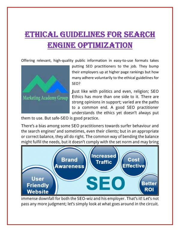 Ethical Guidelines For Search Engine Optimization