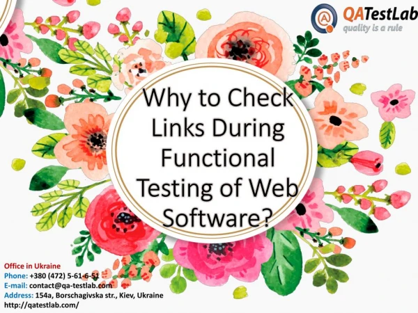 Why Must Links be Carefully Checked During Functional Testing of Web Software?