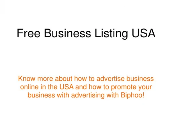 Free Business Listing USA