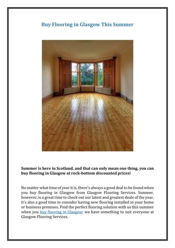 Buy Flooring in Glasgow This Summer