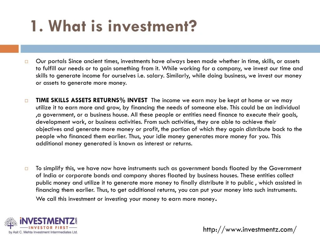 1 what is investment