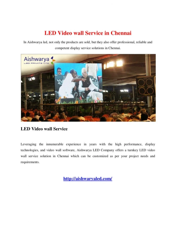LED Video wall Service in Chennai