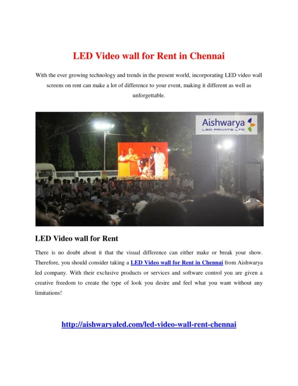 LED Video wall for Rent in Chennai