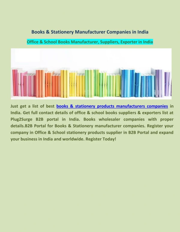 Books & Stationery Manufacturer Companies in India