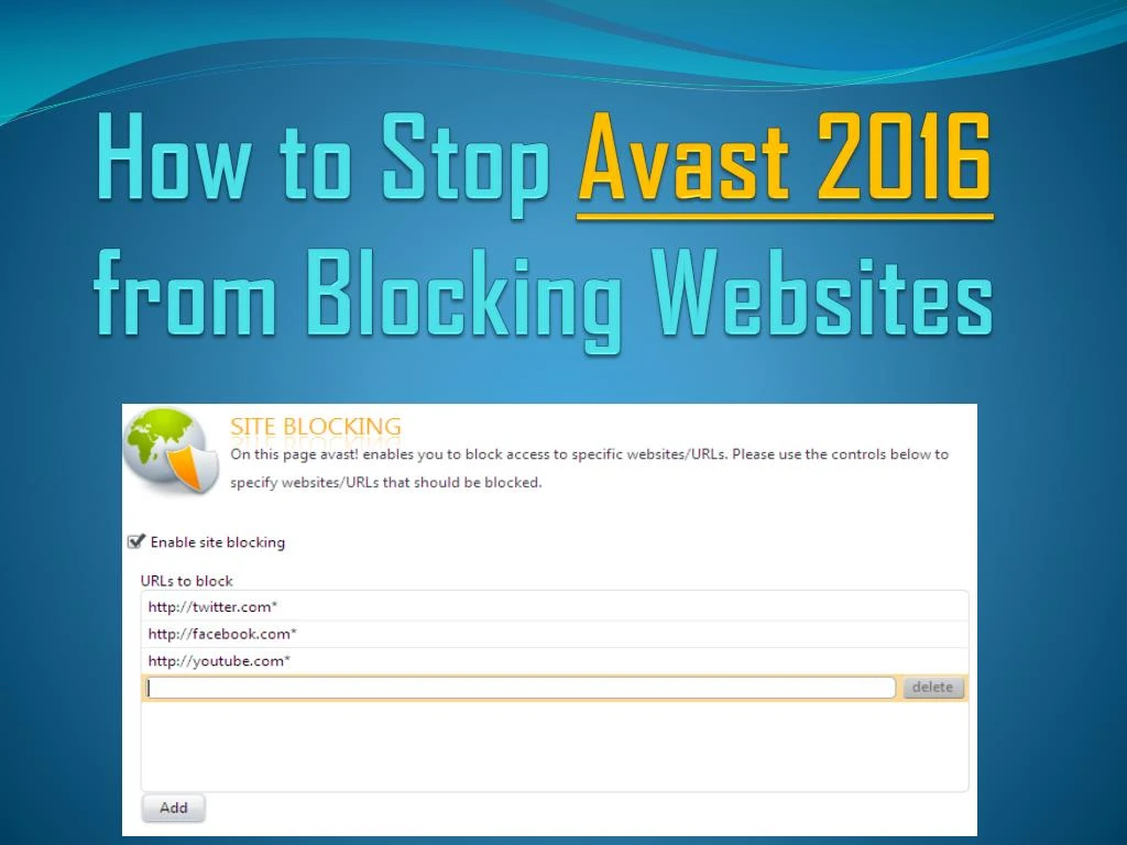 how to stop avast 2016 from blocking websites