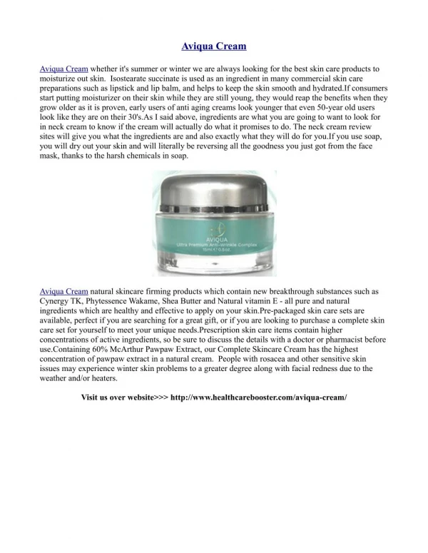 http://www.healthcarebooster.com/aviqua-cream/