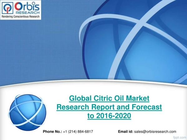Market Research Report on Global Citric Oil Industry 2016-2020