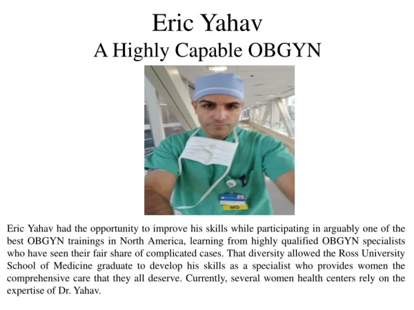 Eric Yahav - A Highly Capable OBGYN