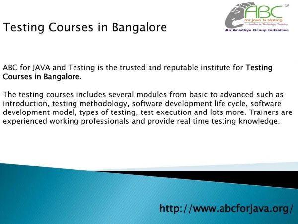 Testing Courses in Bangalore