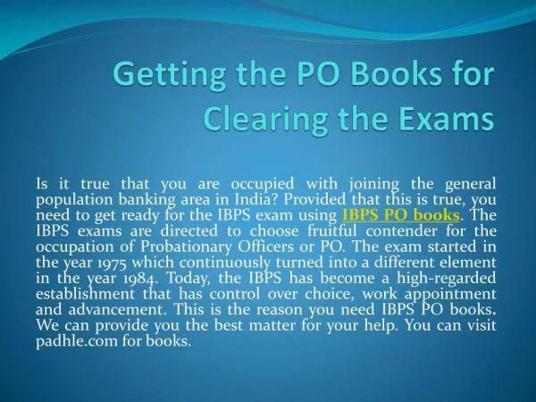 Getting the PO Books for Clearing the Exams
