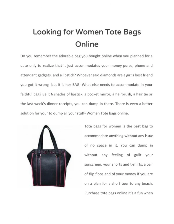 Looking for Women Tote Bags Online