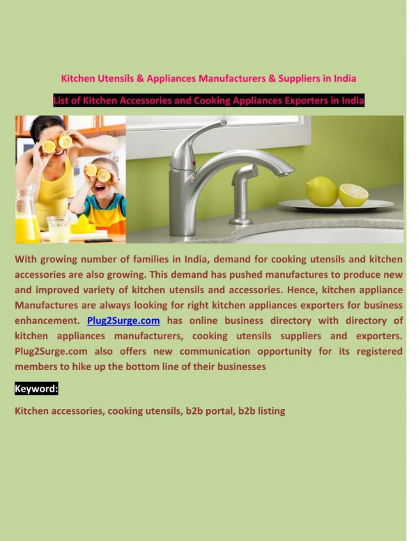 Kitchen Utensils & Appliances Manufacturers & Suppliers in India