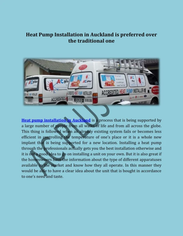 Heat Pump Installation in Auckland is preferred over the traditional one