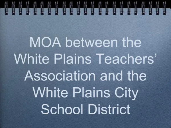 MOA between the White Plains Teachers Association and the White Plains City School District