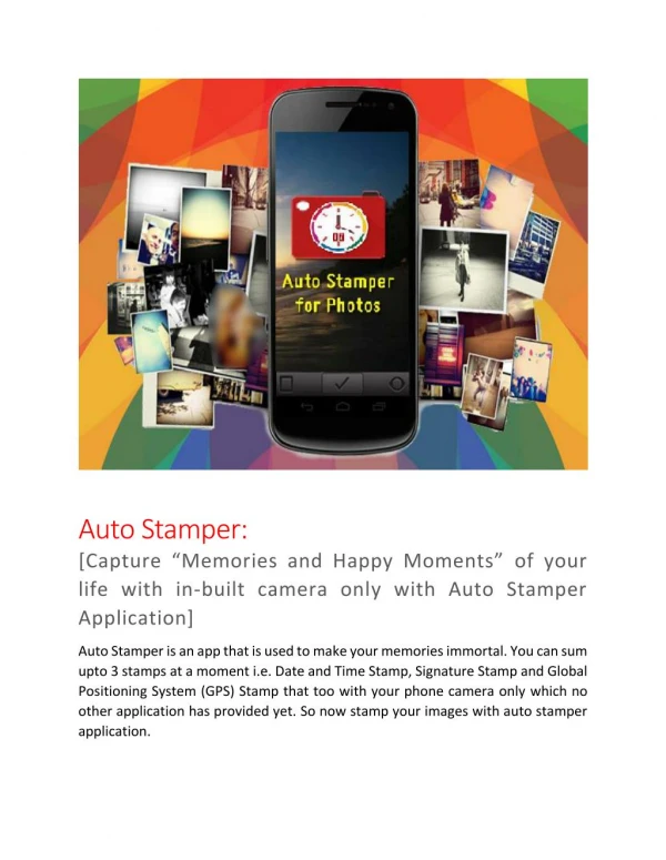 Stamp your “Memories” using phone camera with Auto Stamper App.