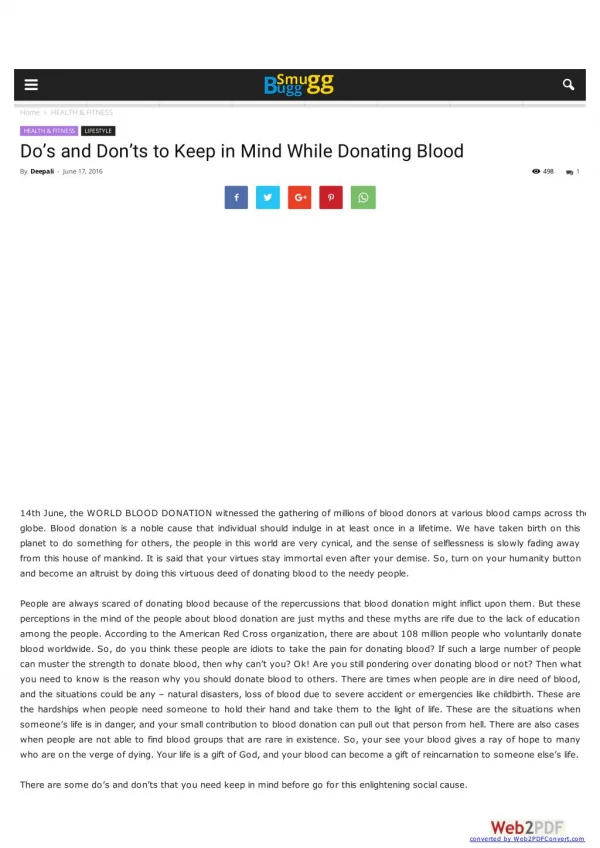 Do’s and Don’ts to Keep in Mind While Donating Blood
