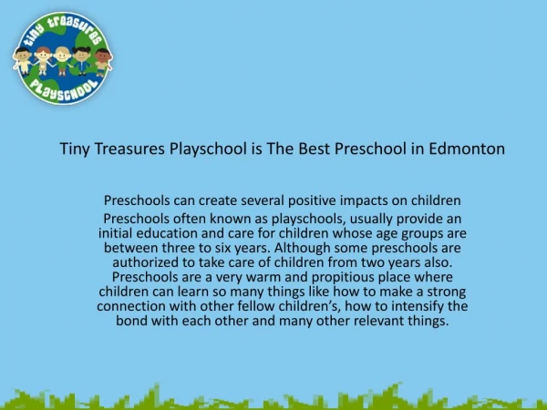 Preschools in Edmonton l Tiny Treasures Playschool