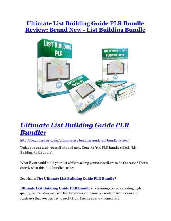 Ultimate List Building Guide PLR Bundle Review & (Secret) $22,300 bonus