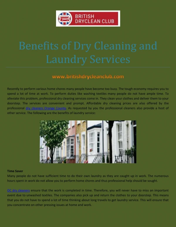 Benefits of Dry Cleaning and Laundry Services