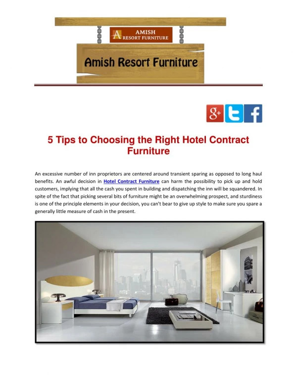 5 Tips to Choosing the Right Hotel Contract Furniture