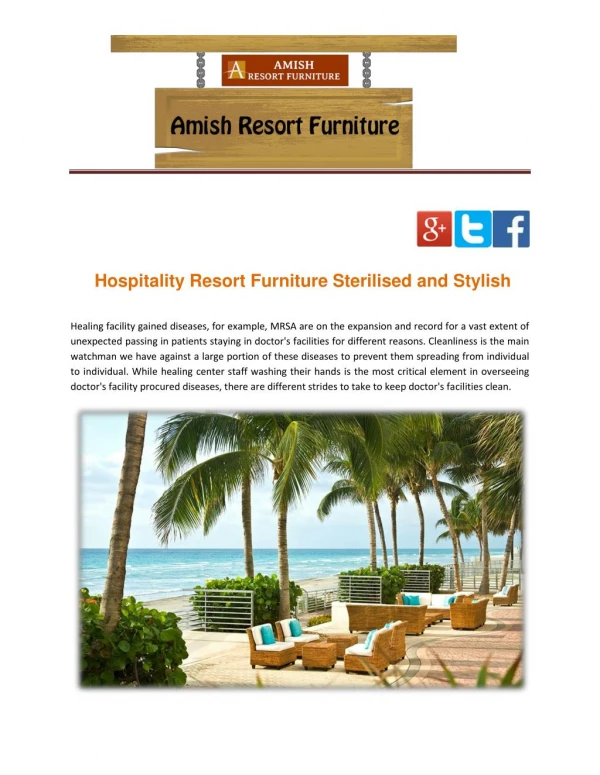 Hospitality Resort Furniture Sterilised and Stylish