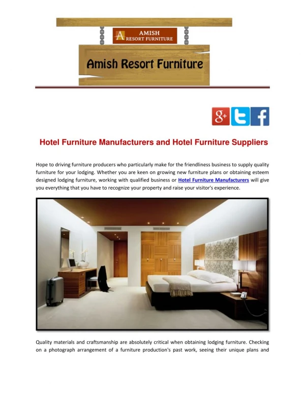 Hotel Furniture Manufacturers and Hotel Furniture Suppliers