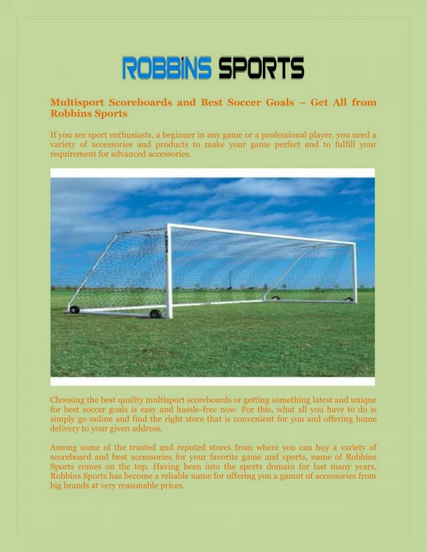Multisport Scoreboards and Best Soccer Goals – Get All from Robbins Sports