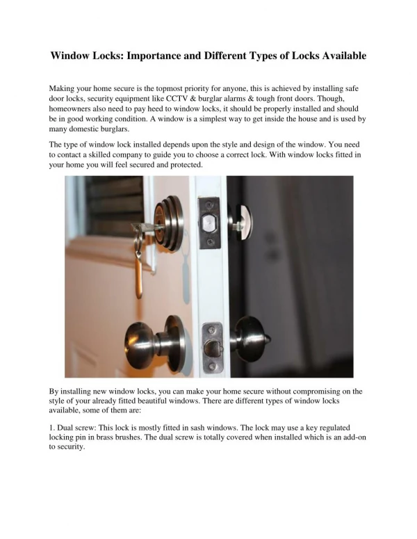 Window Locks: Importance and Different Types of Locks Available