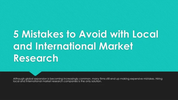 5 Mistakes to Avoid with Local and International Market Research