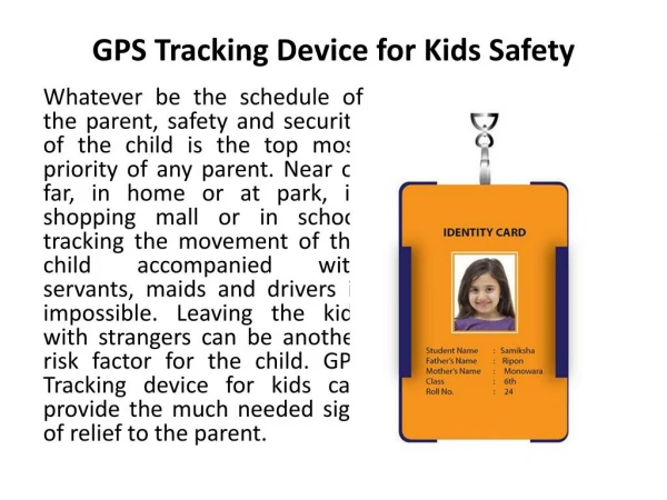 GPS Tracking Device for Kids Safety