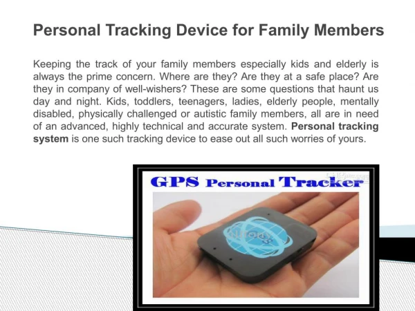 Personal Tracking Device for Family Members