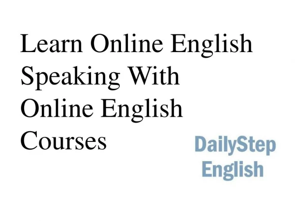 Learn Online English Speaking With Online English Courses