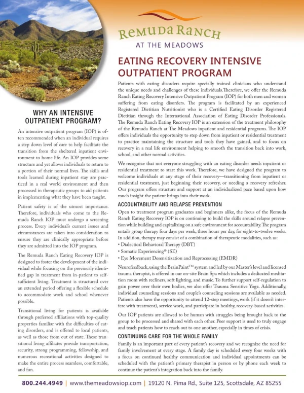 EATING RECOVERY INTENSIVE OUTPATIENT PROGRAM at Arizona