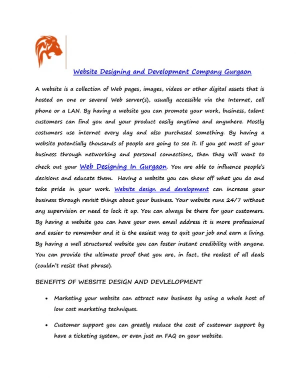 Website designing and development company gurgaon