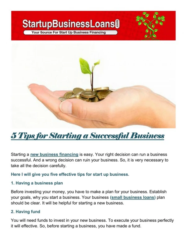 5 Tips for Starting a Successful Business