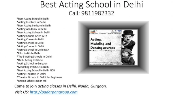 Best Acting School in Delhi, Drama Schools Near Me, Film Acting Workshop, Modeling School in India