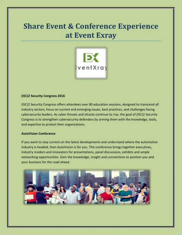 Share Event & Conference Experience at Event Exray