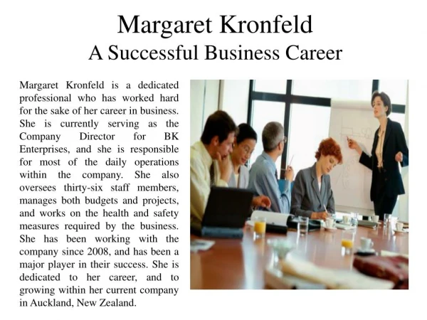 Margaret Kronfeld - A Successful Business Career