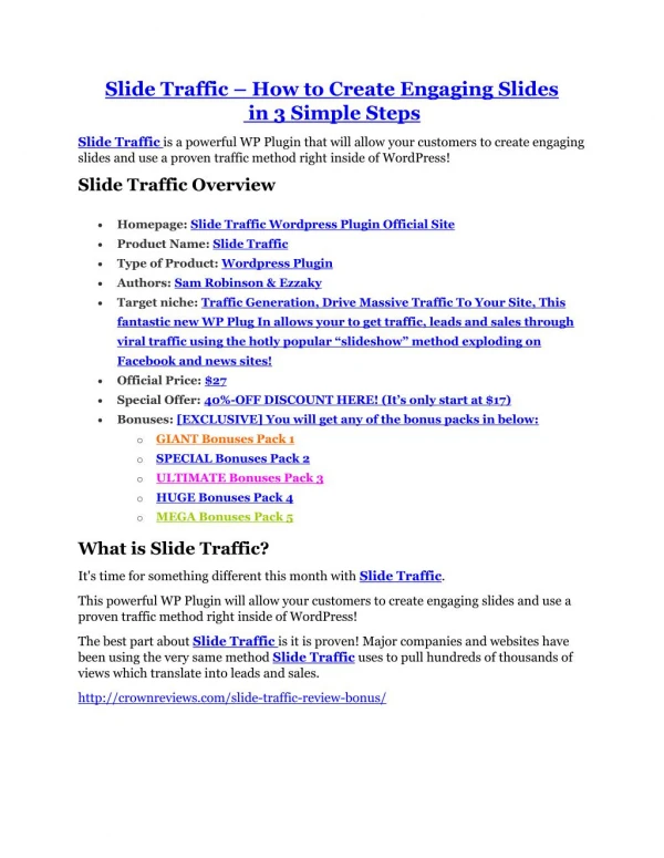 Slide Traffic review and (COOL) $32400 bonuses