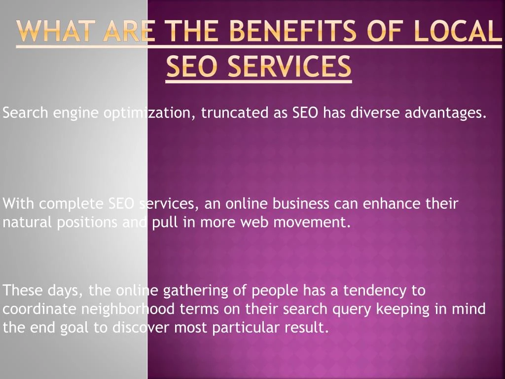 what are the benefits of local seo services