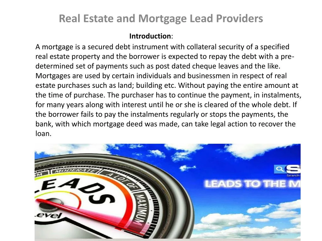 real estate and mortgage lead providers